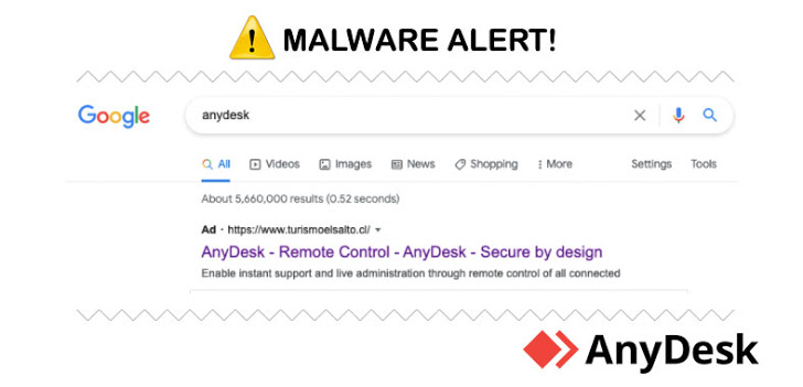 takian.ir malvertising campaign on google distributed trojanized anydesk installer 1